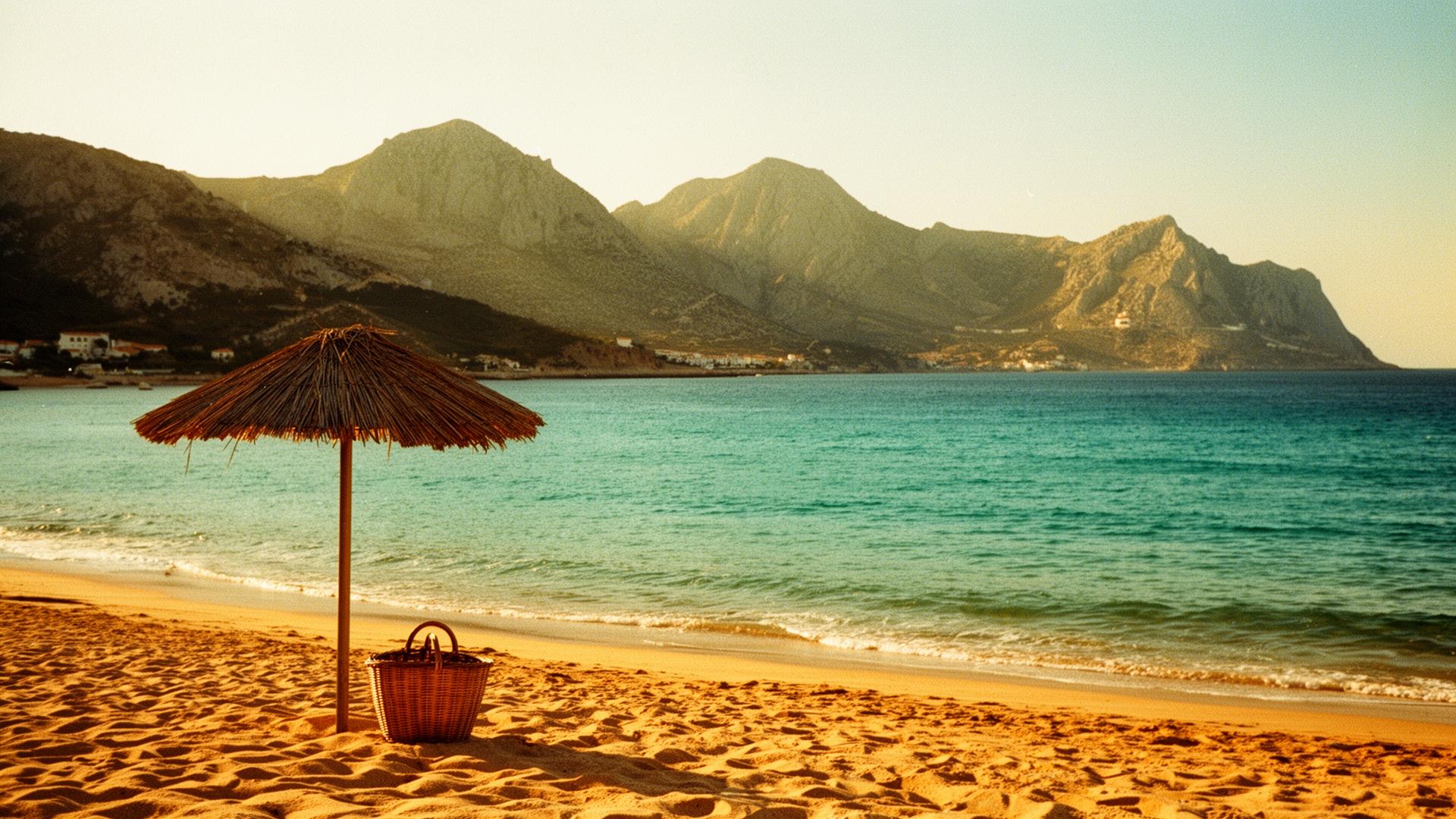 Praia da Figueirinha with Arrábida mountains